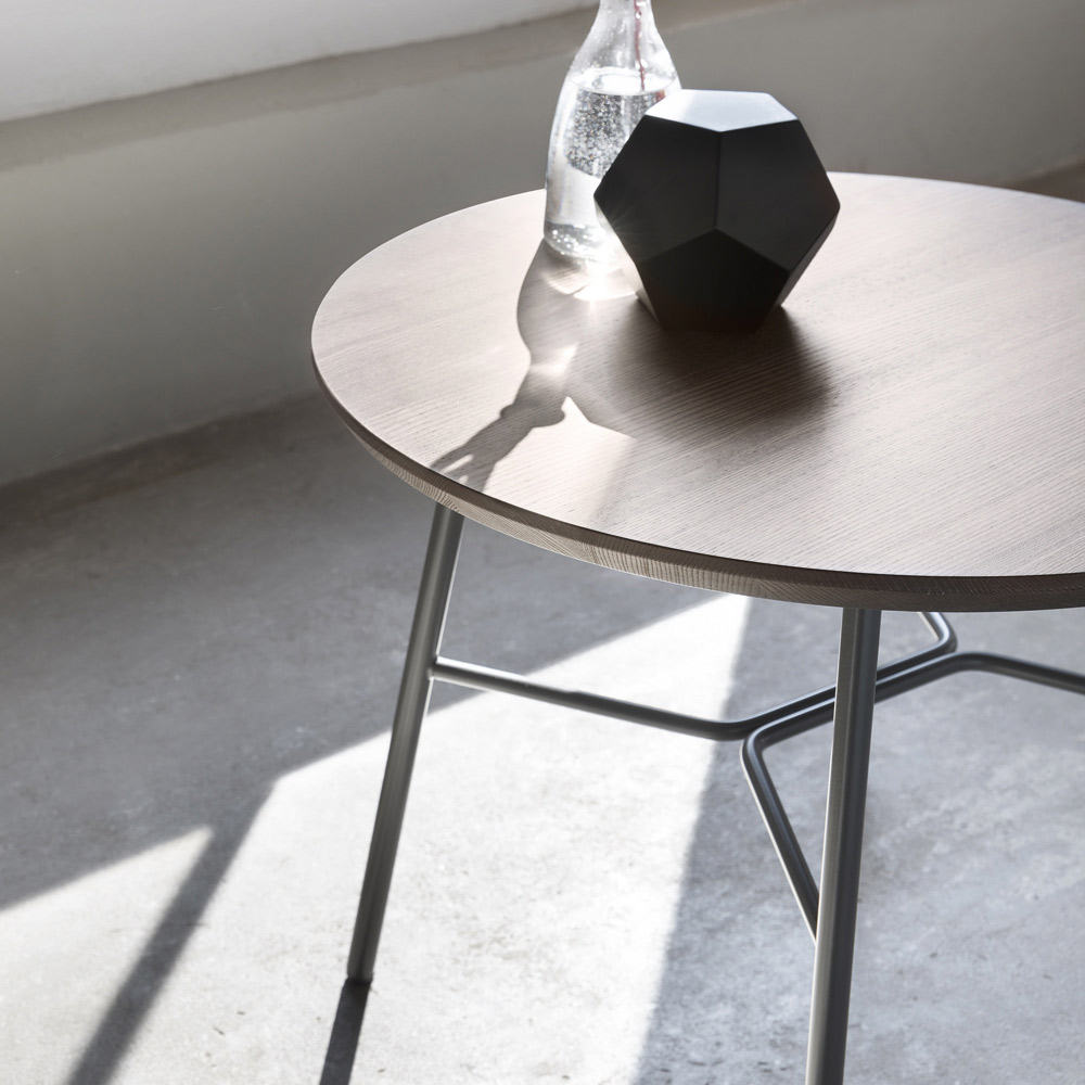 Tavolino Salotto con Piano Rotondo in Legno Massello Made in Italy - Makino