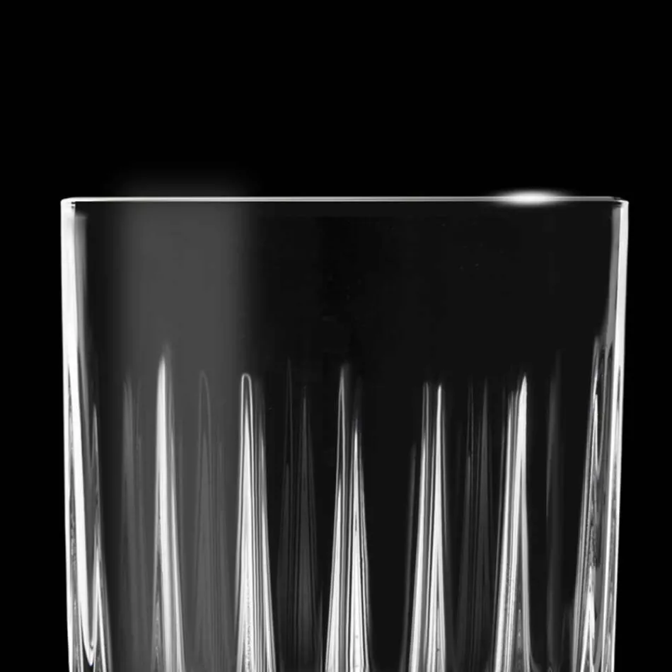 12 Bicchieri da Liquore in Eco Cristallo con Decori Lineari Design - Senzatempo Viadurini
