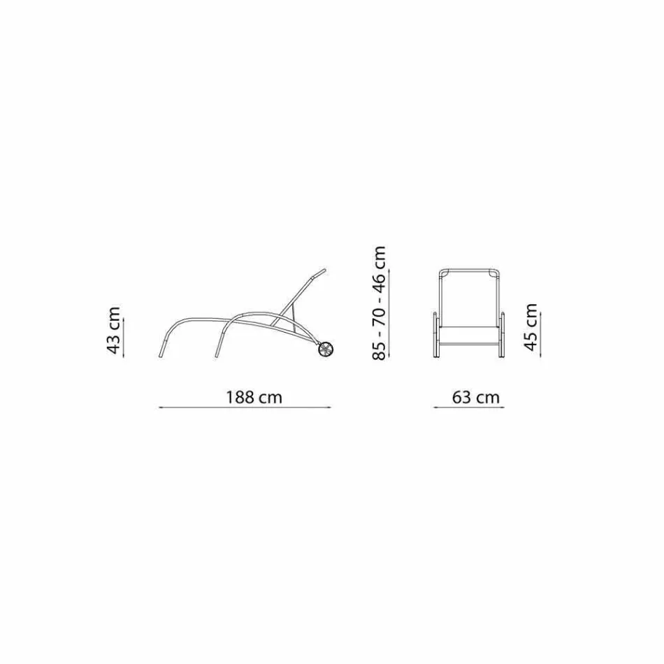 2 Chaise Longue Impilabili da Esterno in Metallo e Tessuto Made in Italy - Perlo Viadurini