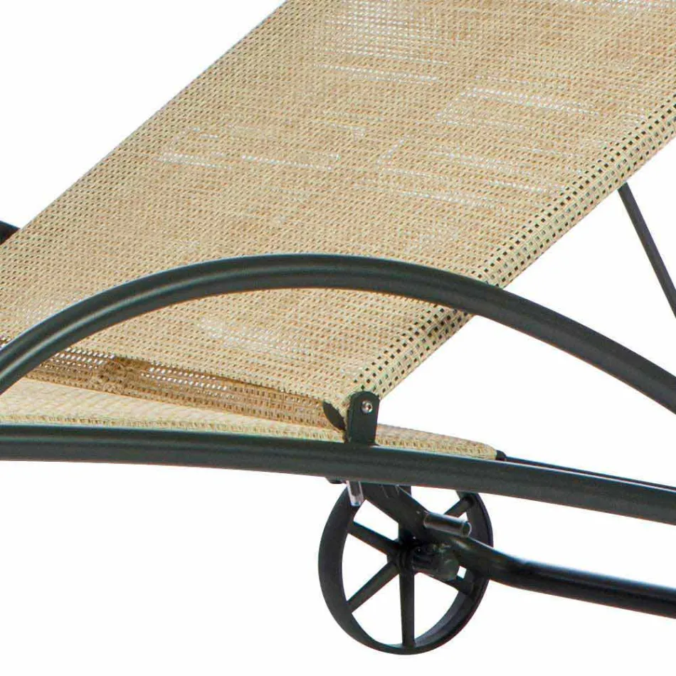 2 Chaise Longue Impilabili da Esterno in Metallo e Tessuto Made in Italy - Perlo Viadurini