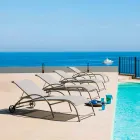 2 Chaise Longue Impilabili da Esterno in Metallo e Tessuto Made in Italy - Perlo Viadurini