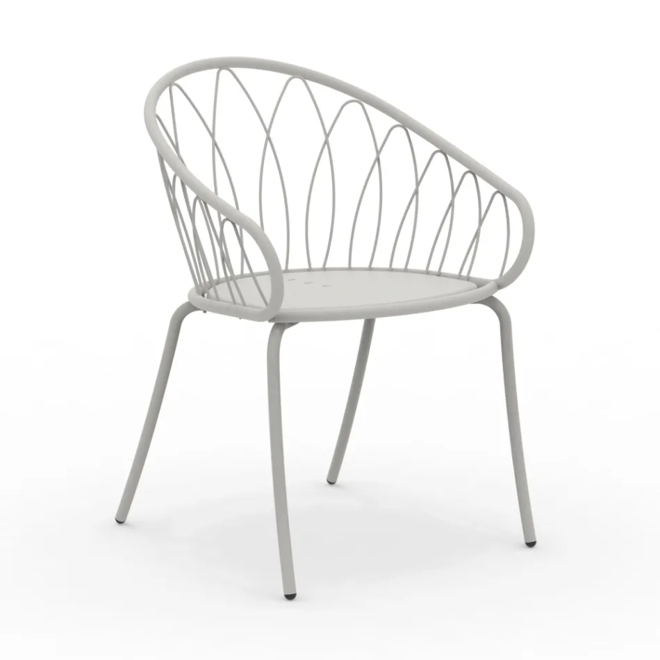 2 Poltrone Impilabili da Giardino in Metallo e Cuscino Made in Italy - Fontana Viadurini