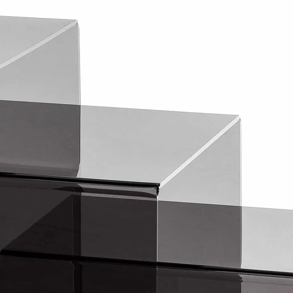 3 tavolini sovrapponibili fumé Amalia, design moderno, made in Italy Viadurini