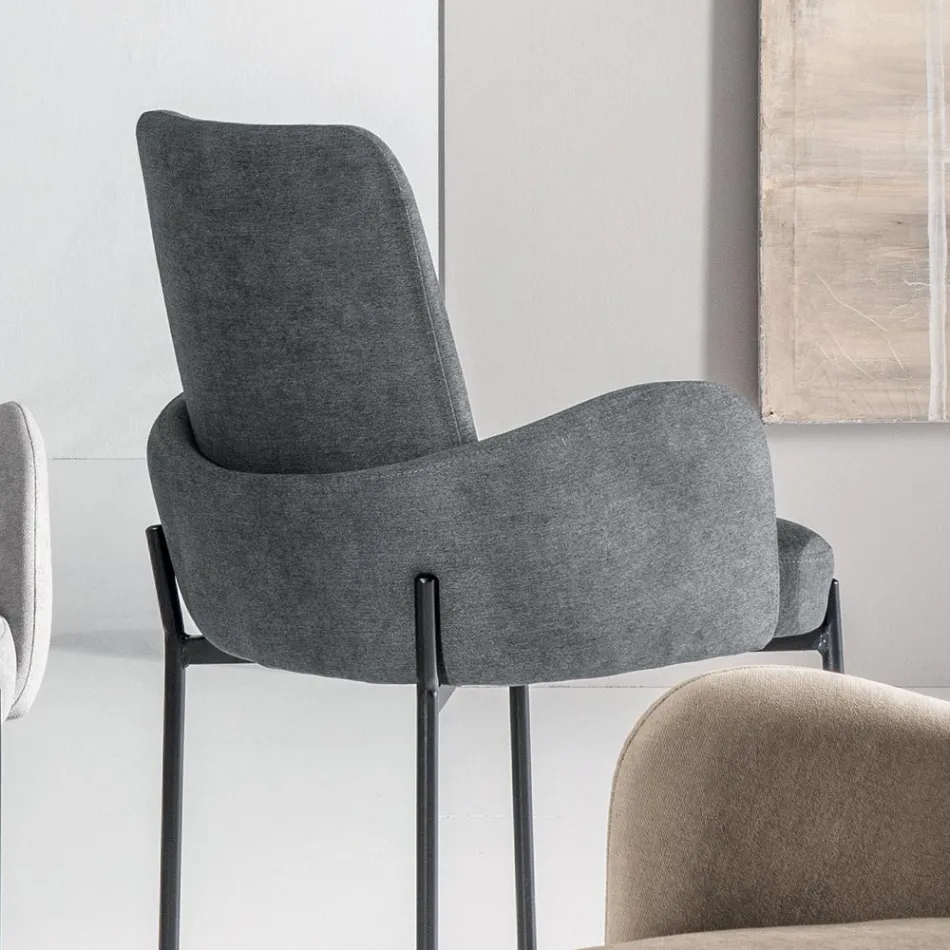 4 Poltroncine in Tessuto Colorato e Struttura in Metallo Verniciato - Lamberta Viadurini