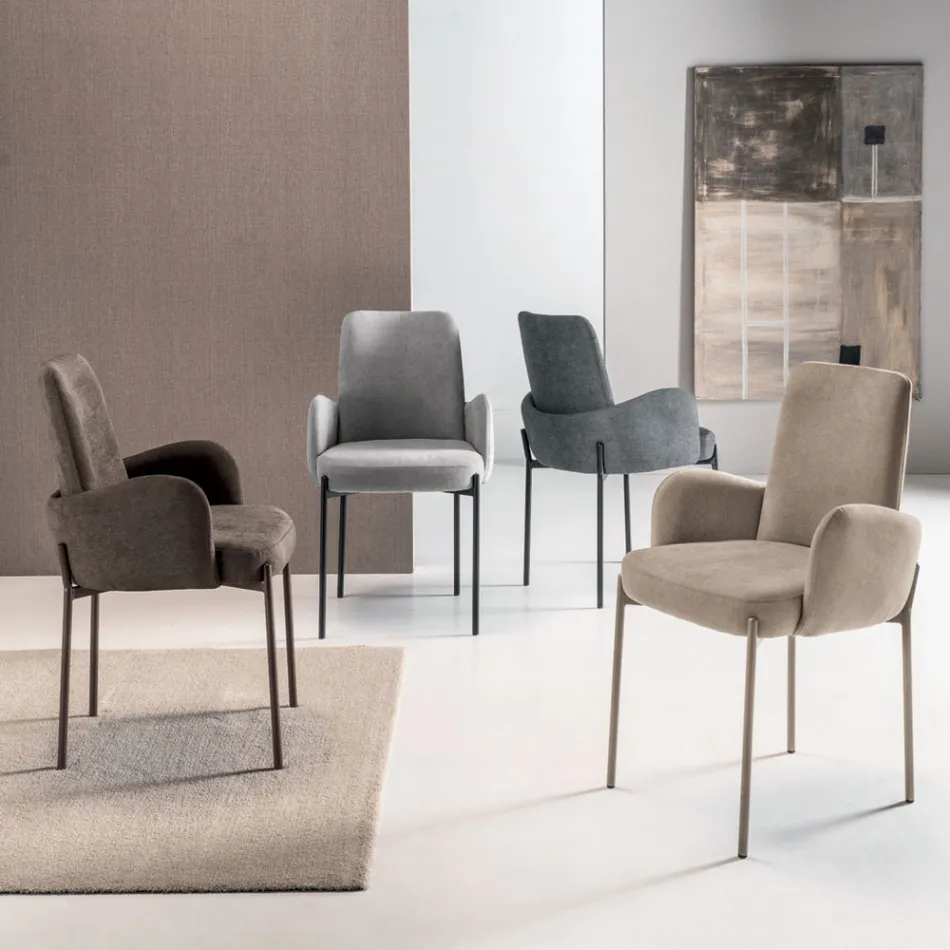4 Poltroncine in Tessuto Colorato e Struttura in Metallo Verniciato - Lamberta Viadurini