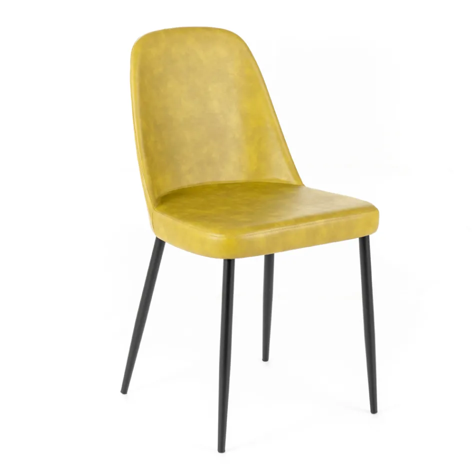4 Sedie da Interno in Soft-touch di Diversi Colori e Gambe in Metallo - Hugo Viadurini