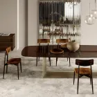 4 Sedie da Pranzo in Legno Massello di Frassino e Tessuto Made in Italy - Sulu Viadurini