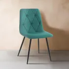4 Sedie da Pranzo in Tessuto Easy Clean e Gambe in Metallo - Lazio Viadurini