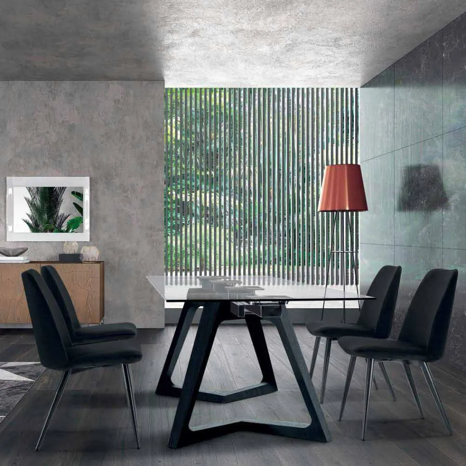 4 Sedie per Sala da Pranzo Imbottite Rivestite in Velluto Made in Italy – Granella Viadurini