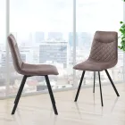 4 Sedie Rivestite in Pelle Sintetica Effetto Invecchiato - Idrogeno Viadurini
