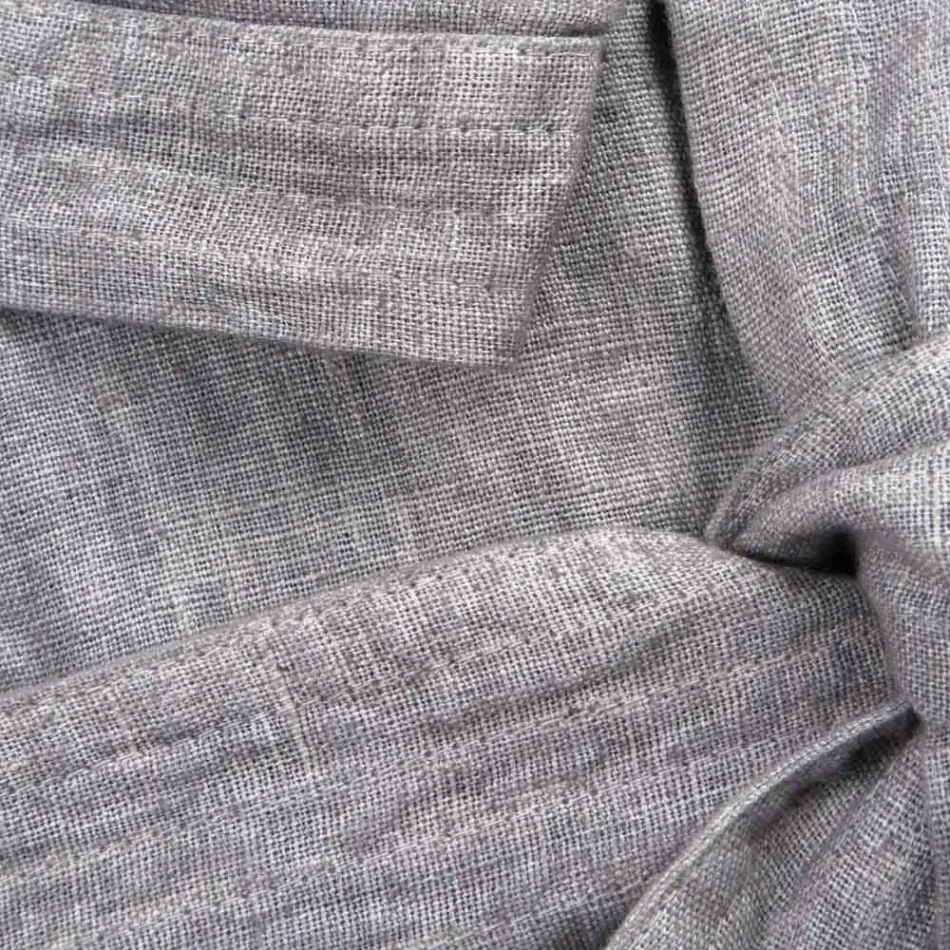 Accappatoio di Lusso di Lino Pesante con Cappuccio Made in Italy - Palace Viadurini