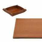 Accessori per Scrivania in Cuoio Rigenerato 5 Pezzi Made in Italy - Aristotele Viadurini