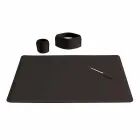 Accessori per Scrivania in Cuoio Rigenerato da 4 Pezzi Made in Italy - Ebe Viadurini
