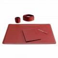Accessori per Scrivania in Cuoio da 5 Pezzi Made in Italy - Ebe
