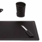 Accessori Scrivania in Cuoio Rigenerato da 4 Pezzi Made in Italy  - Ascanio Viadurini