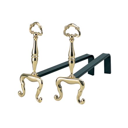 Alari Camino Altezza 32 cm in Ottone Made in Italy - Panda Viadurini