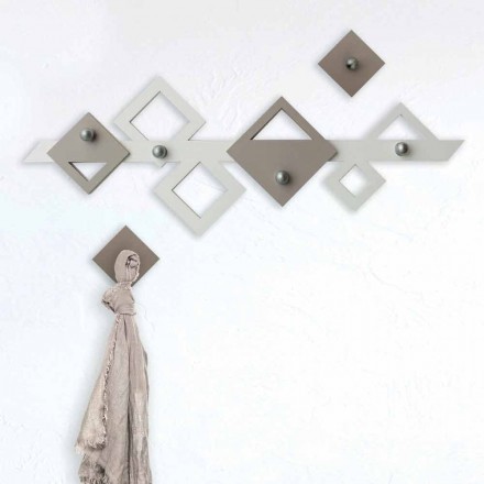 Appendiabiti da Parete in Legno Bianco e Beige Design Moderno Geometrico - Klimt Viadurini