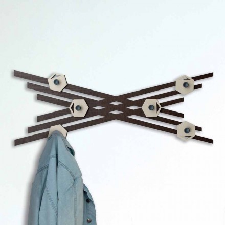 Appendiabiti da Parete Moderno di Design in Legno Laccato Colorato - Picassino Viadurini