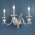 Applique 3 Luci Vetro Soffiato e Cristallo Ottico Lusso Classico - Cassea