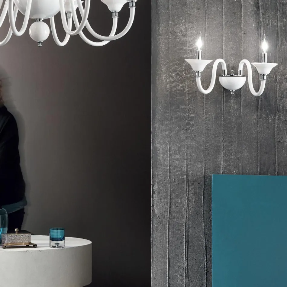 Applique a 2 Luci in Vetro Artigianale Italiano Stile Classico - Memore Viadurini