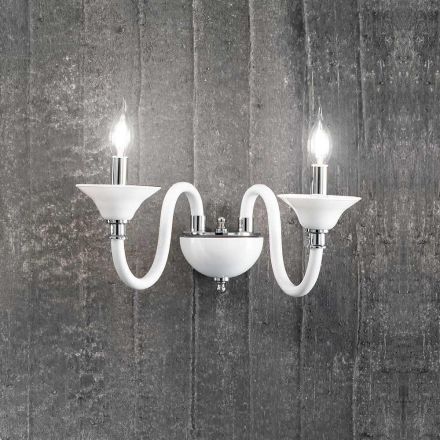 Applique a 2 Luci in Vetro Artigianale Italiano Stile Classico - Memore Viadurini
