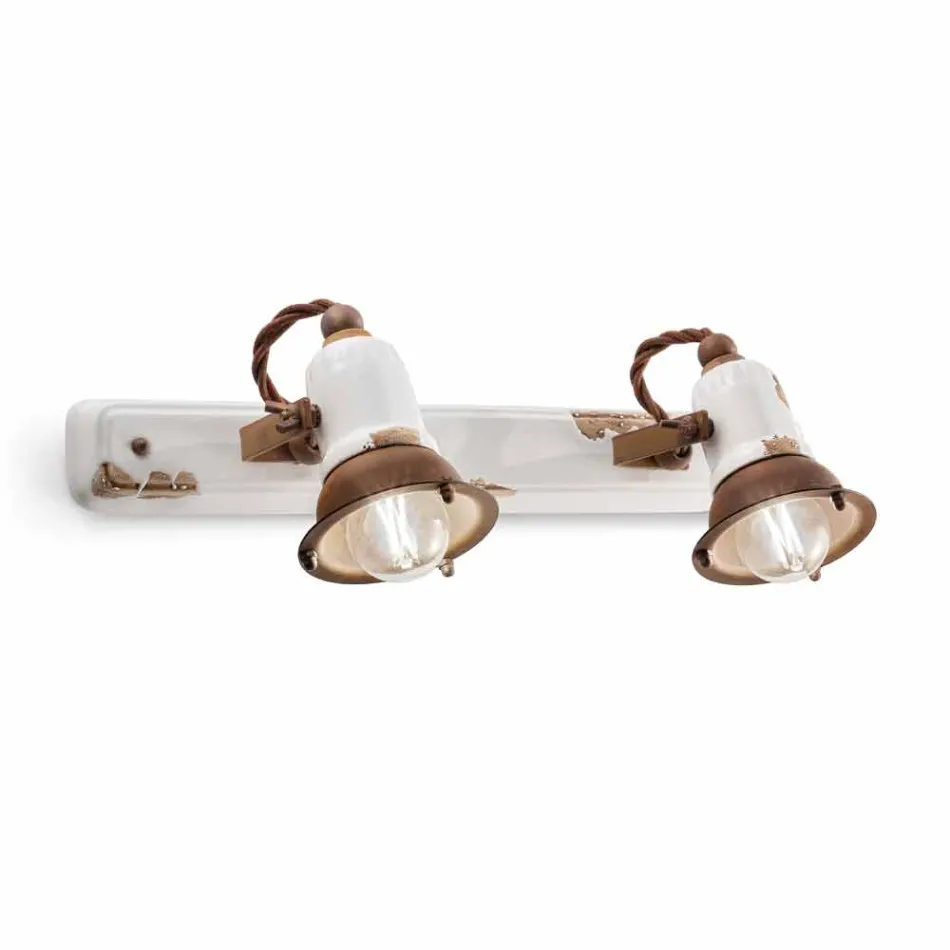 Applique a due faretti orientabili Amelia Ferroluce artigianale Viadurini