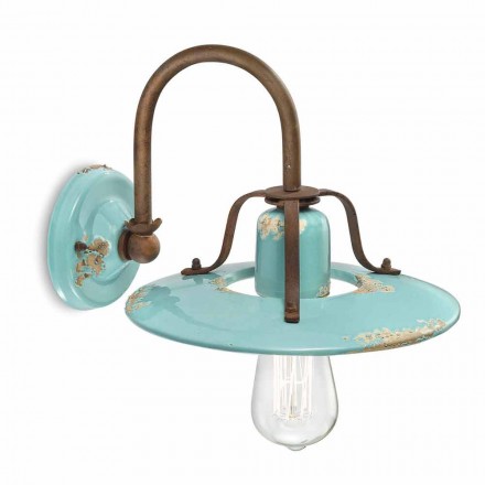 Applique a faretto country in metallo e ceramica Gladys Ferroluce Viadurini