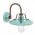 Applique a faretto country in metallo e ceramica Gladys Ferroluce