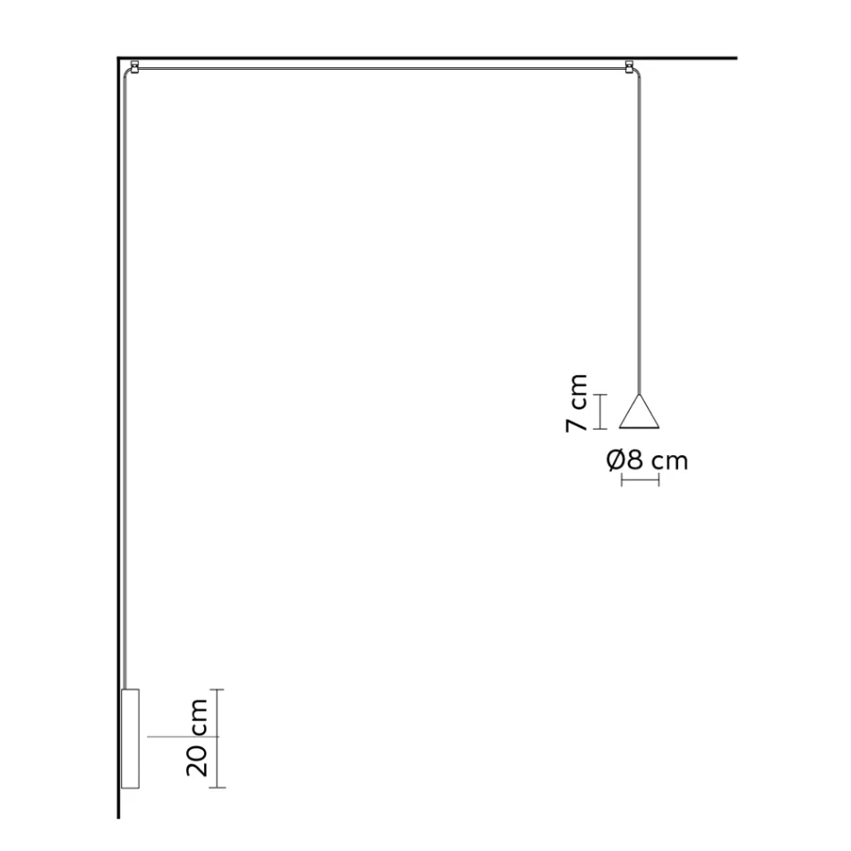 Applique a Filo in Alluminio Nero e Cono Piccolo Design Minimale - Mercado Viadurini
