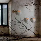 Applique a Muro 2 Luci in Ceramica Bianca Opaca Design Moderno Civetta - Gufo Viadurini