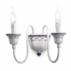 Applique a Muro a 2 Luci in Ceramica e Ottone Dipinta a Mano - Sanremo Viadurini