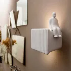 Applique a Muro a 3 Luci Led in Ceramica Bianca Opaca con Umarell - Ometto Viadurini