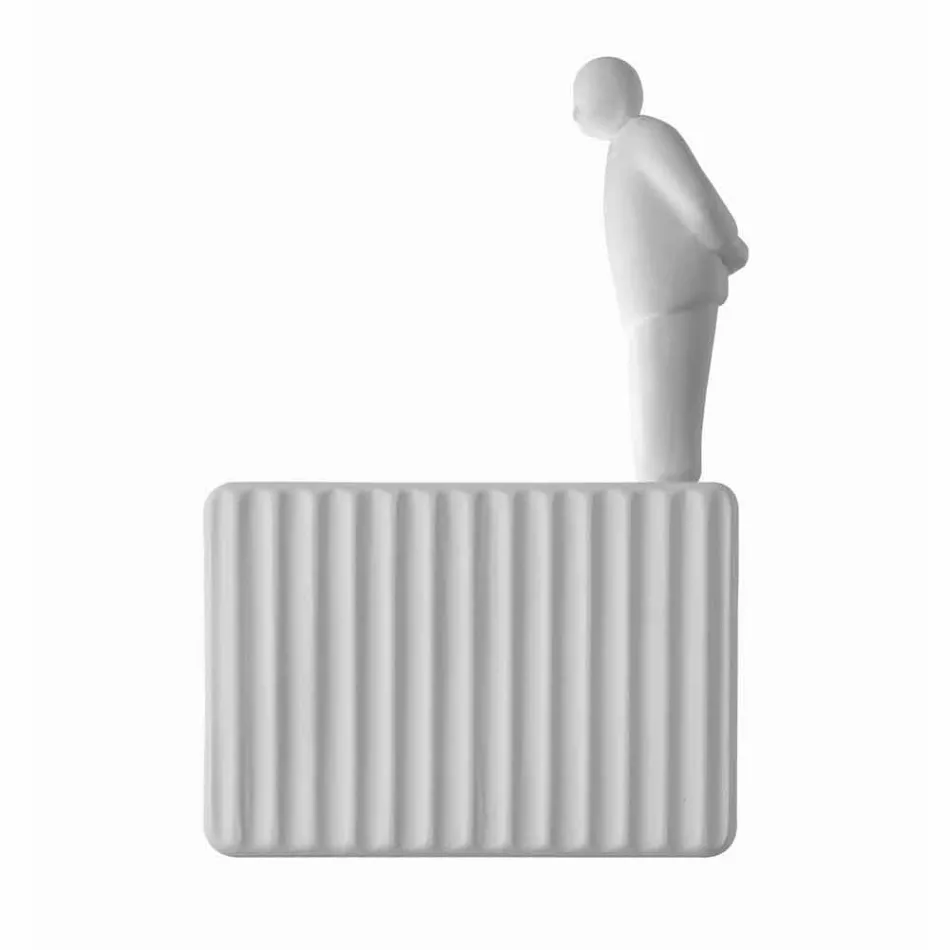 Applique a Muro a 3 Luci Led in Ceramica Bianca Opaca con Umarell - Ometto Viadurini