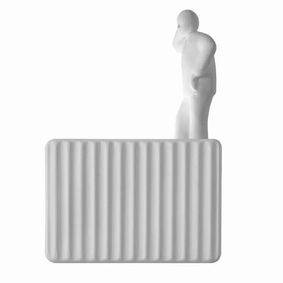 Applique a Muro a 3 Luci Led in Ceramica Bianca Opaca con Umarell - Ometto Viadurini
