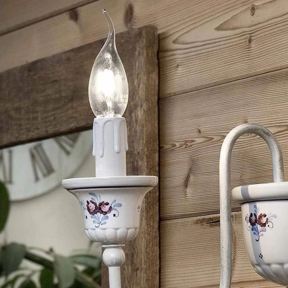 Applique a Muro Artigianale in Ceramica e Ottone Dipinta a Mano - Sanremo Viadurini