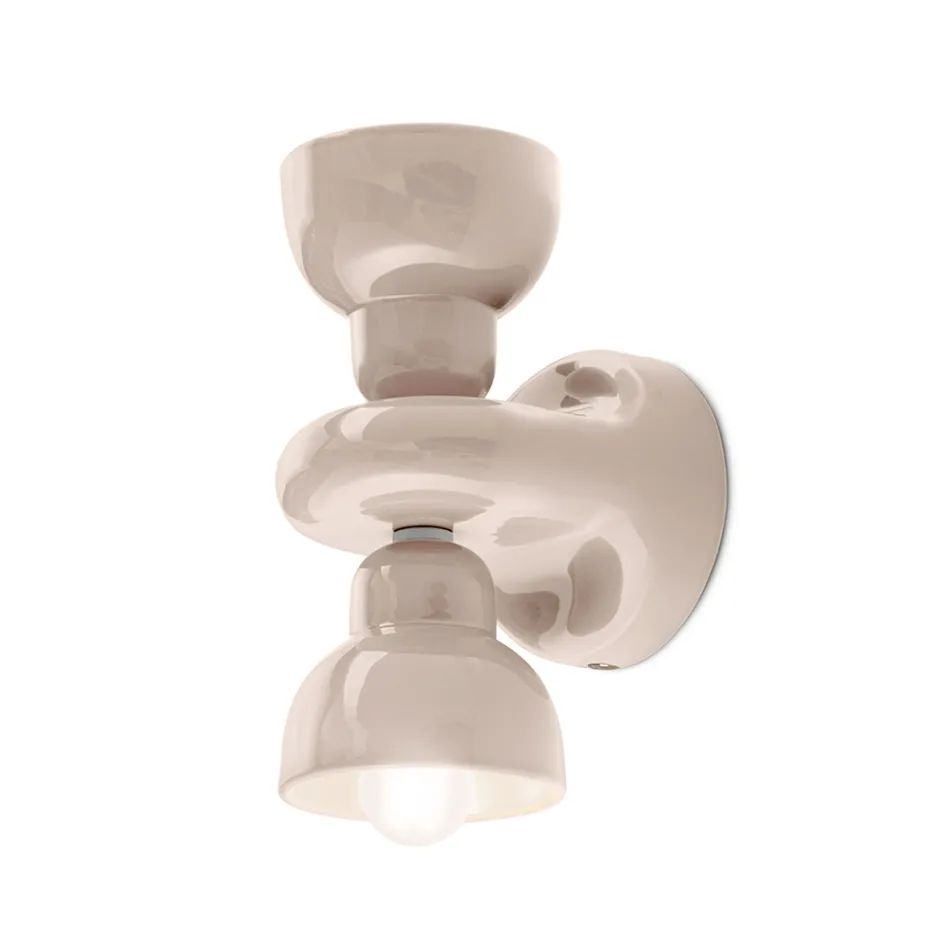 Applique a Muro in Ceramica con 2 Luci Made in Italy - Berimbau Viadurini