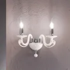 Applique Classica 2 Luci in Vetro Bianco Fatto a Mano in Italia - Malesia Viadurini