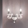 Applique Classica 2 Luci in Vetro Bianco Fatto a Mano in Italia - Malesia
