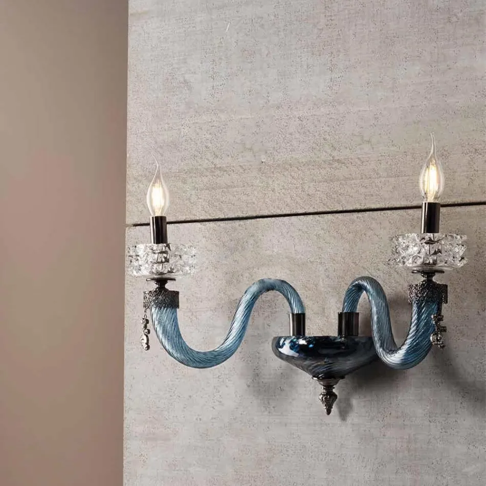 Applique Classica 2 Luci Vetro Artigianale Lusso Made in Italy - Saline Viadurini