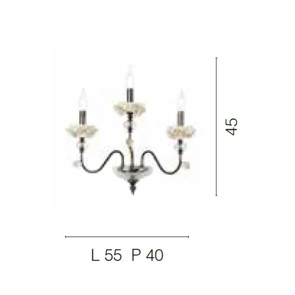Applique Classica 3 Luci in Porcellana e Vetro Soffiato Lusso - Eteria Viadurini