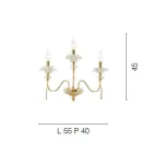 Applique Classica 3 Luci in Vetro, Cristallo e Metallo di Lusso - Flanders Viadurini