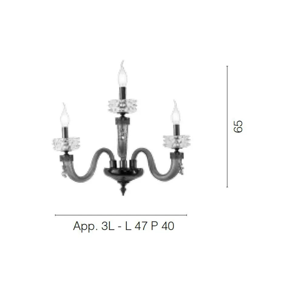 Applique Classica 3 Luci Vetro Artigianale Lusso Made in Italy - Saline Viadurini