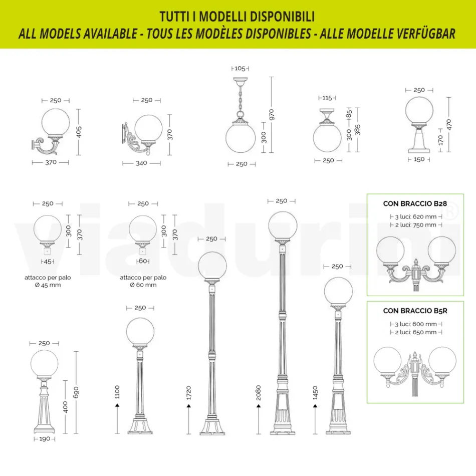Applique da Esterno in Alluminio con Sfera in Acrilico Opale - Trovaantracite Viadurini