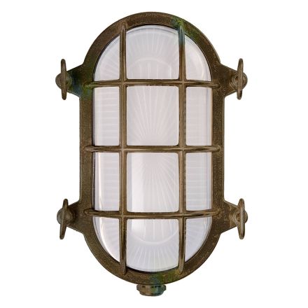 Applique da Esterno in Ottone Vintage con Vetro Opale/Trasparente - Sirena Viadurini