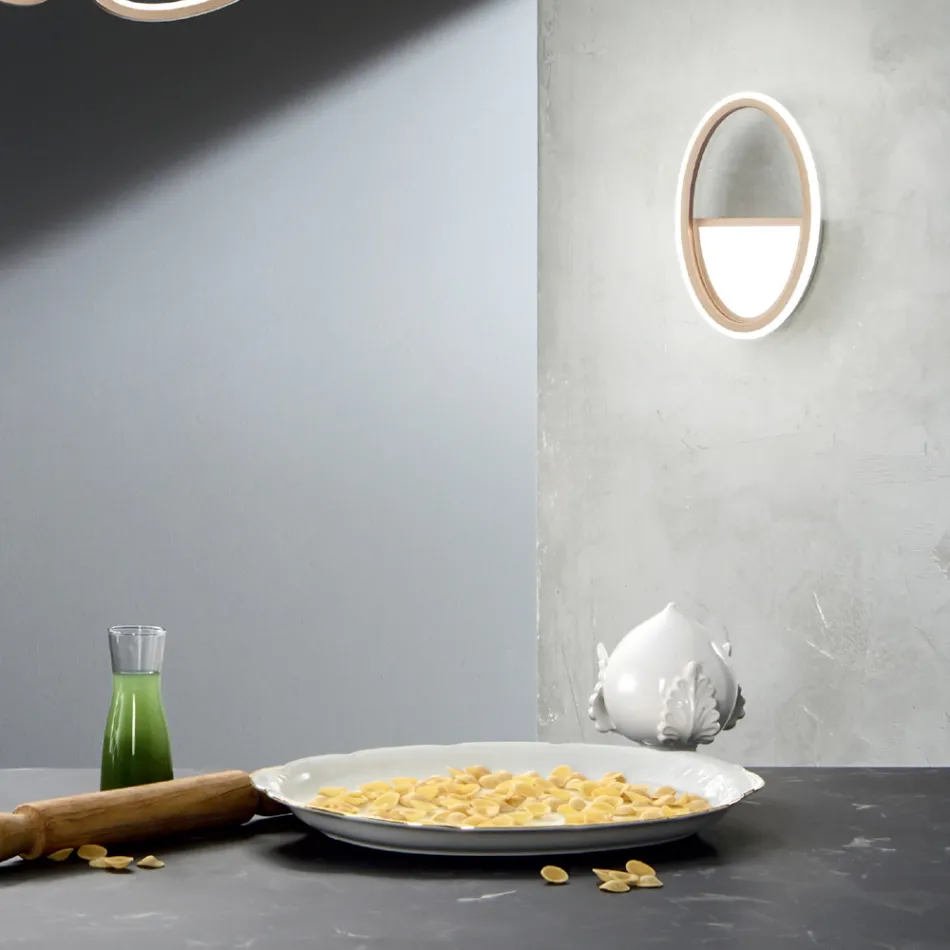 Applique da Parete con Struttura in Metallo Bianco o Oro a LED - Raissa Viadurini