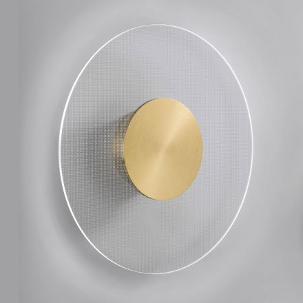 Applique da Parete in Metallo e Diffusore in Plexiglass Micro-Puntinato - Nora Viadurini