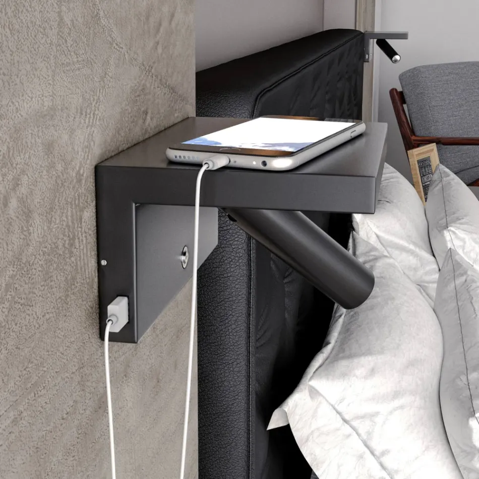 Applique Decorativa a Led Orientabile in Alluminio con Porte USB - Alena Viadurini