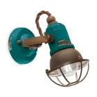 Applique Faretto Stile Industriale Artigianale in Ferro e Ceramica - Loft Viadurini