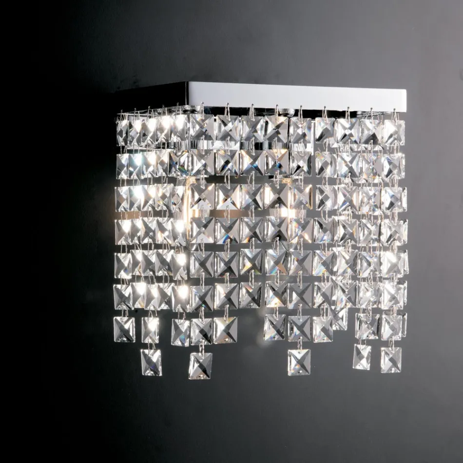 Applique in Ferro Cromato con Strass Made in Italy per Arredare L’interno - Africa Viadurini