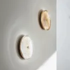Applique in Metallo Verniciato e Vetro Decorato a Righe Concentriche - Bagolaro Viadurini